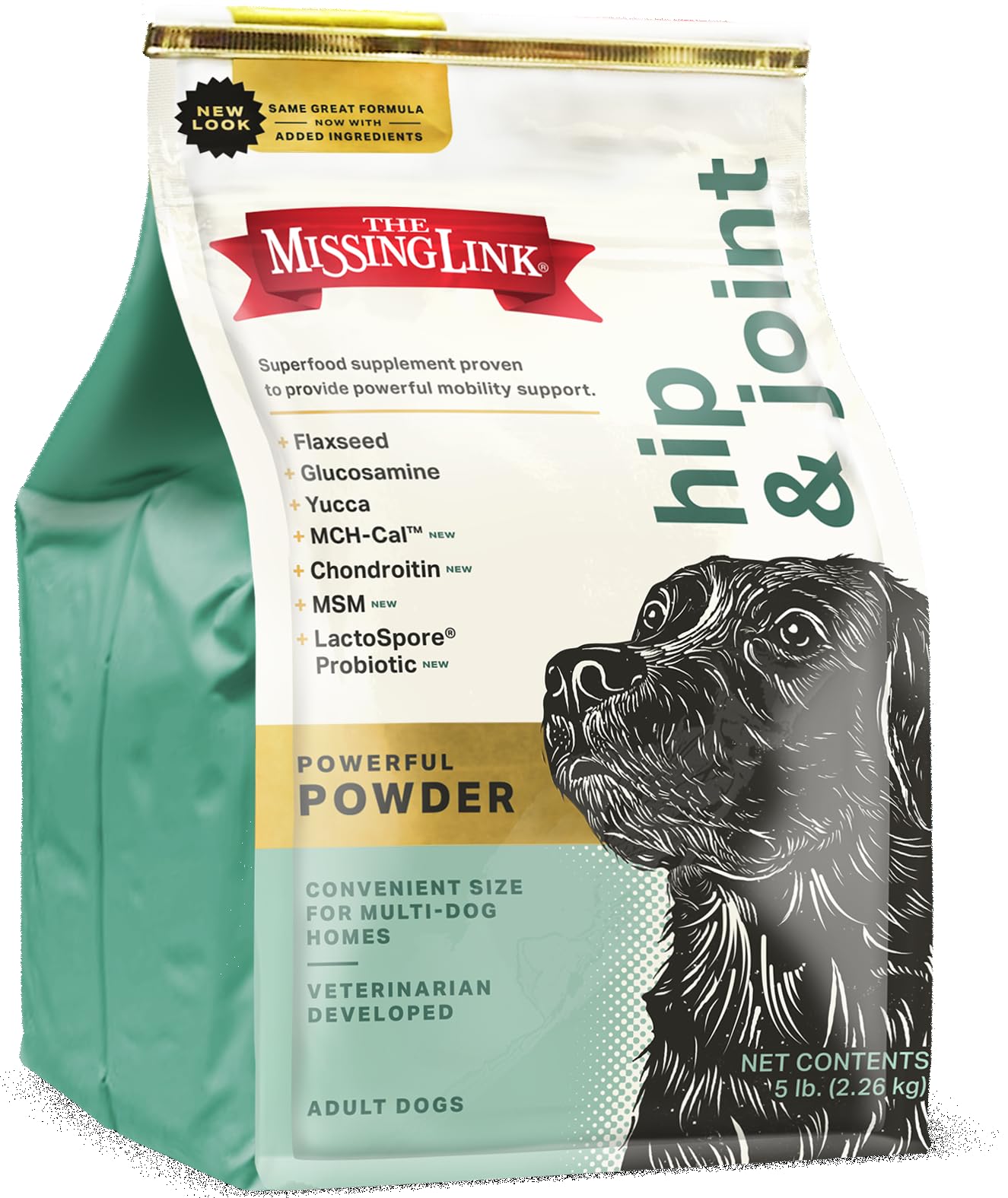 The Missing Link poudre pour hanches et articulations, soutien mobilité chien