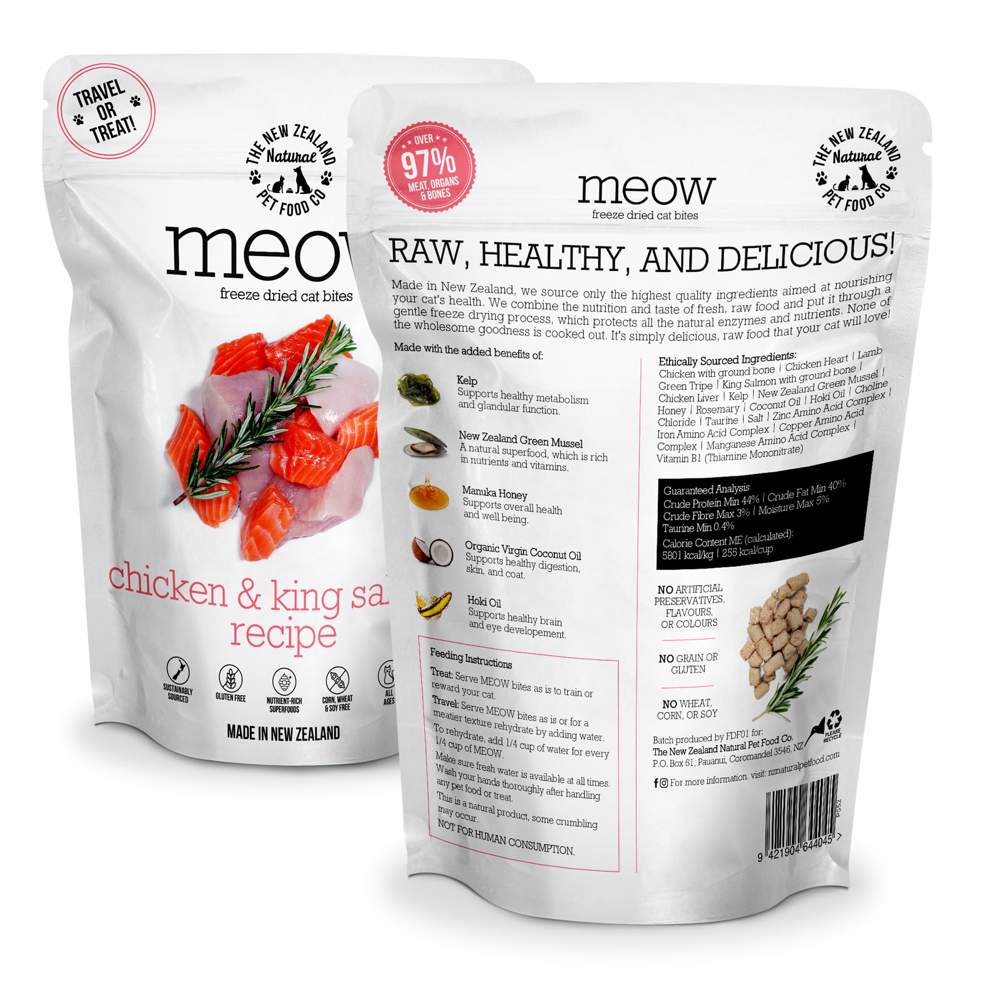 The New Zealand Natural Pet Food Co Meow — portions prêtes pour repas rapide et équilibré.