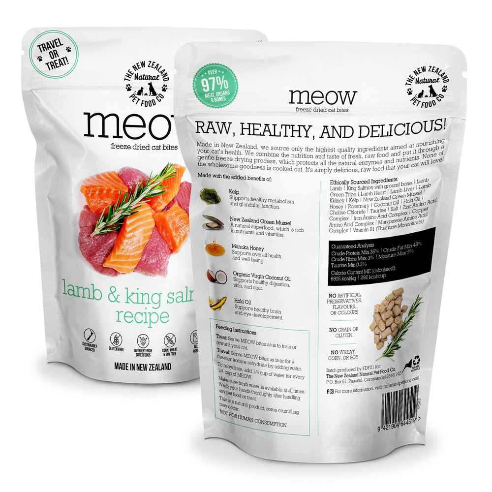 The New Zealand Natural Pet Food Co Meow - plat complet riche en proteines pour chat actif.