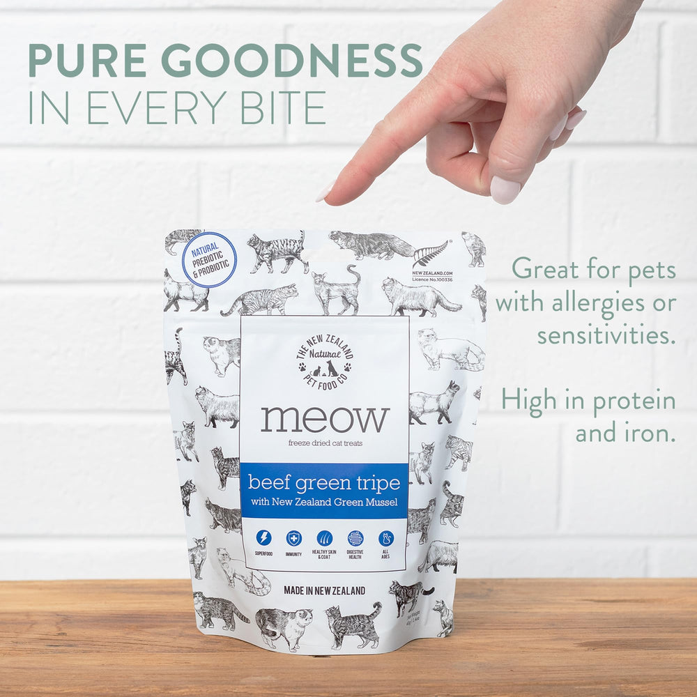 MEOW The New Zealand Natural Pet Food Co : protéine élevée dans chaque bouchée, snack pour chats actifs.