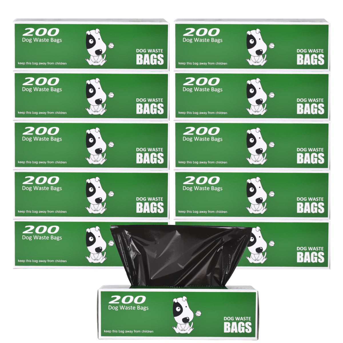 The Original Poop Bags, rouleaux noirs 2000 sacs, pratique et durable.