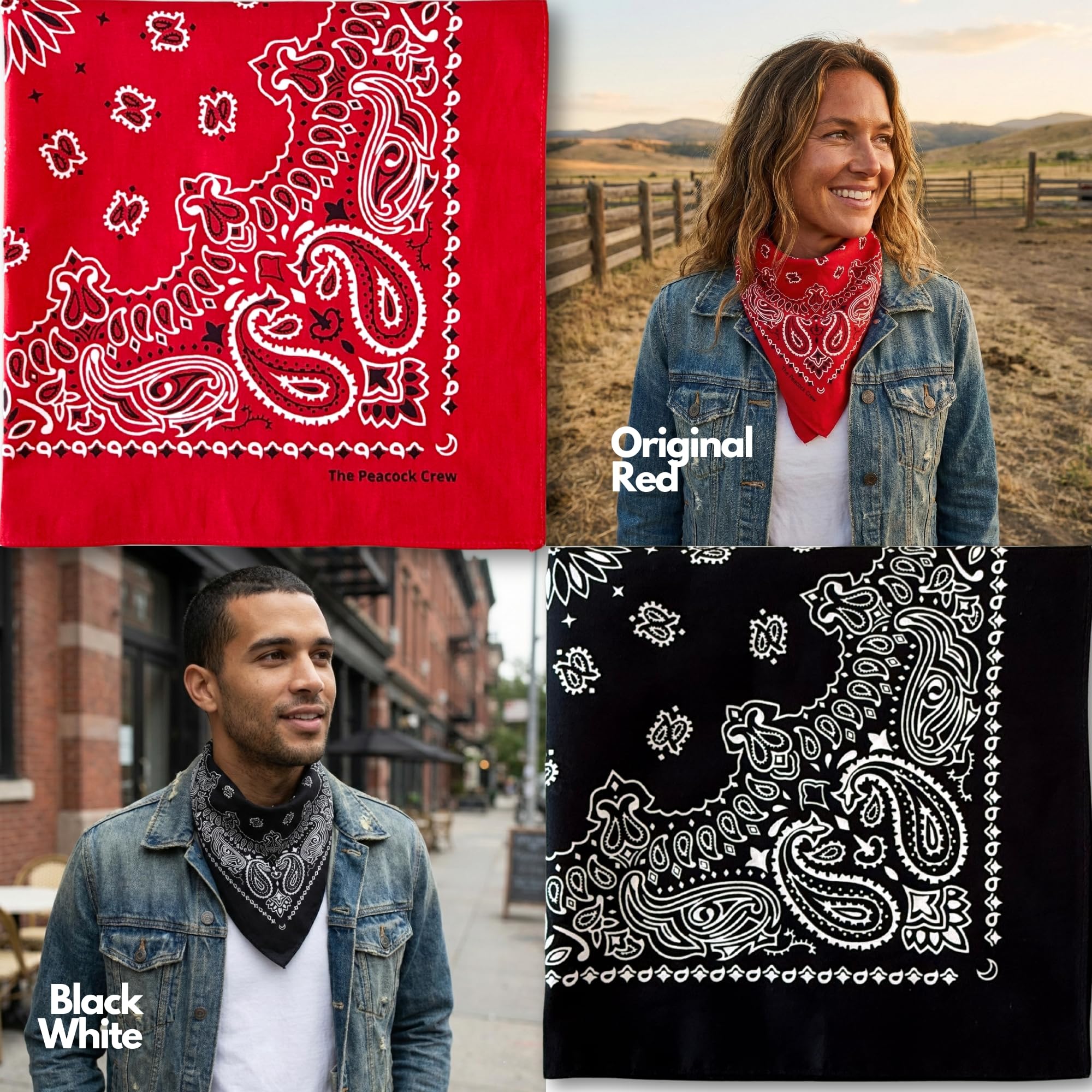 The Peacock Crew bandana rose-girly, usage cheveux ou foulard polyvalent