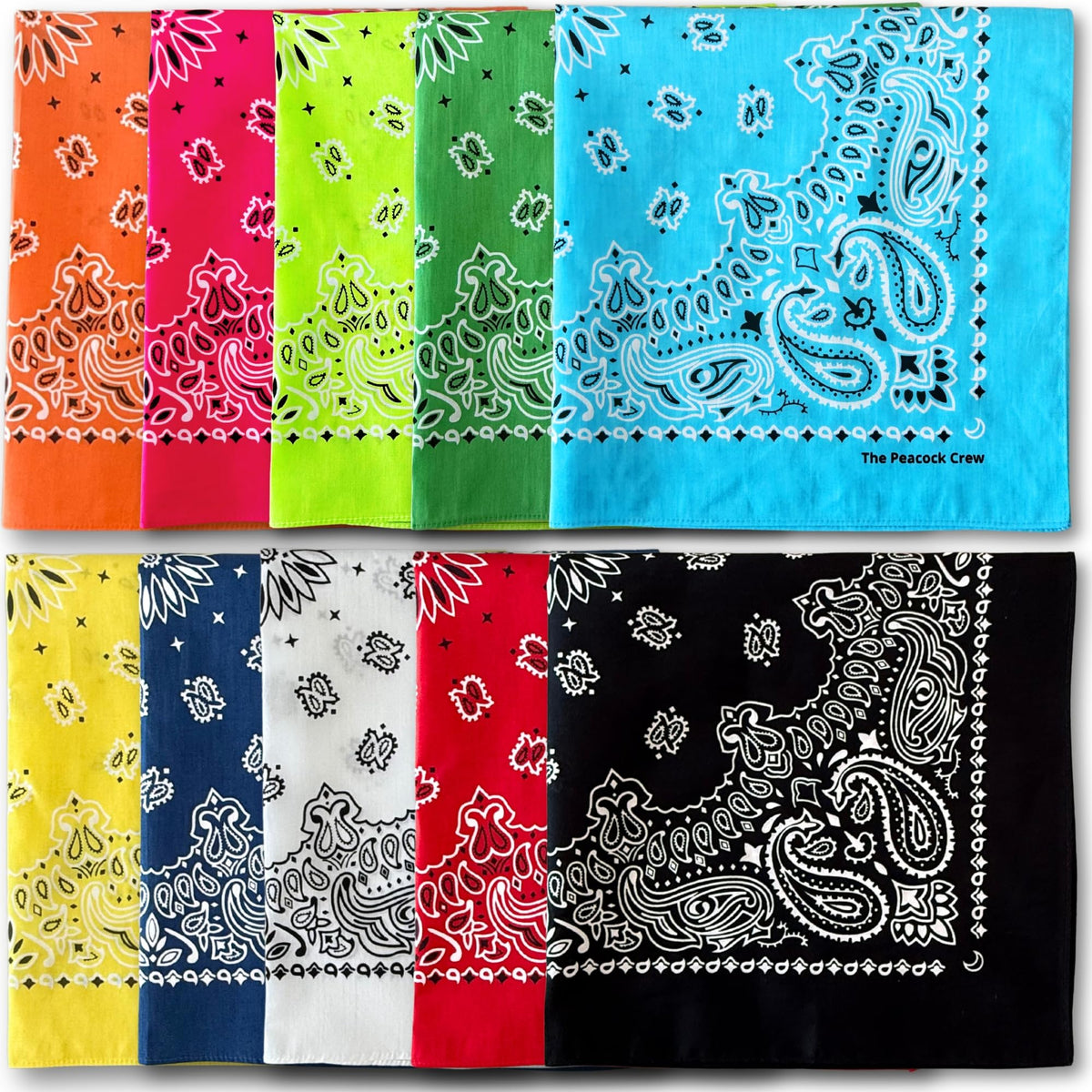 The Peacock Crew bandana rouge-original en coton premium, idéal pour activités en plein air
