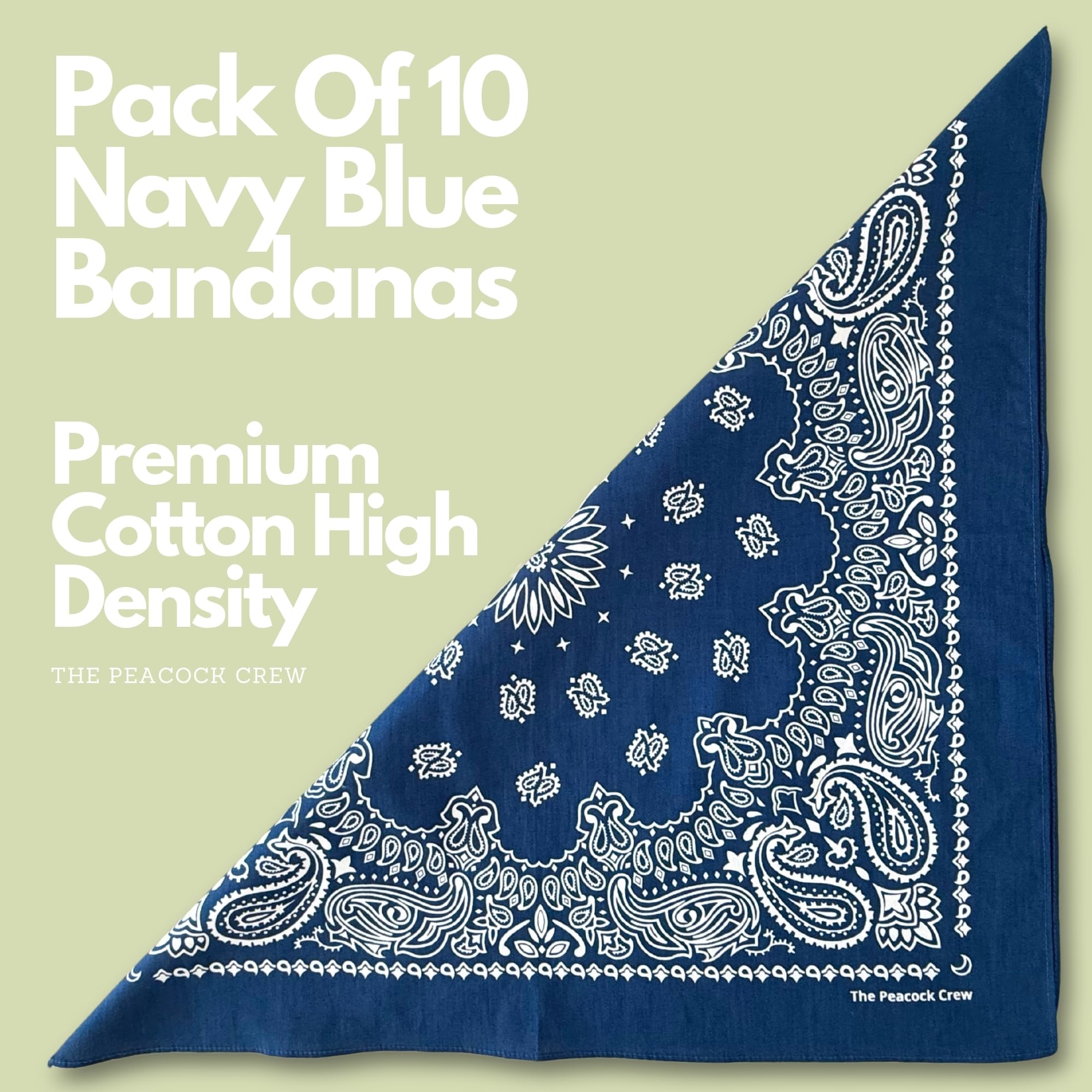 The Peacock Crew bandanas bleu marine impression double-face, faciles à assortir.