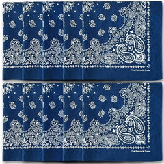 The Peacock Crew dix bandanas bleu marine en coton premium, parfaits pour la famille.