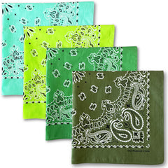 The Peacock Crew pack-bandanas-verts-premium-coton: polyvalents et confortables à porter au quotidien.