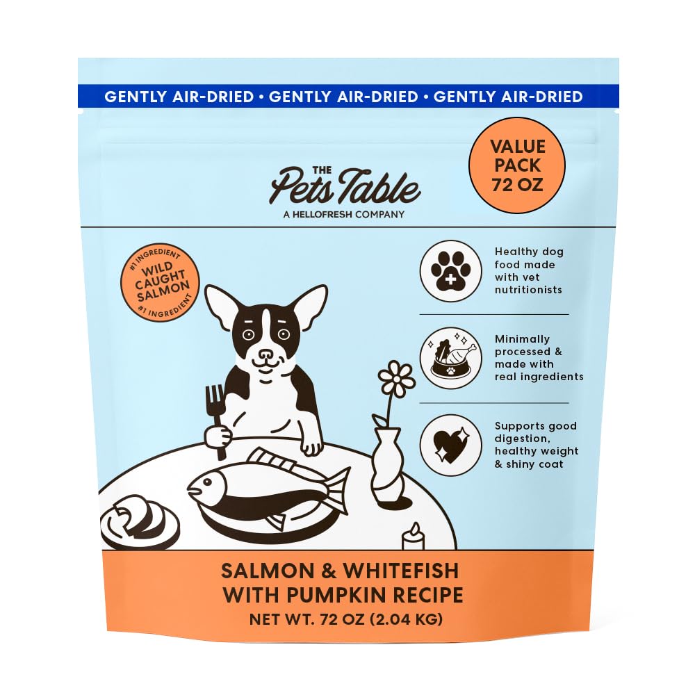 The Pets Table - saumon et poisson blanc, repas appétissant avec citrouille.
