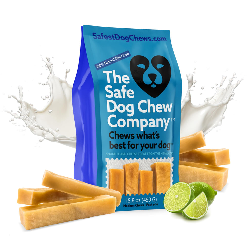 The Safe Dog Chew Company: pack de 6 bâtonnets au yak pour dégustation longue et sûre.