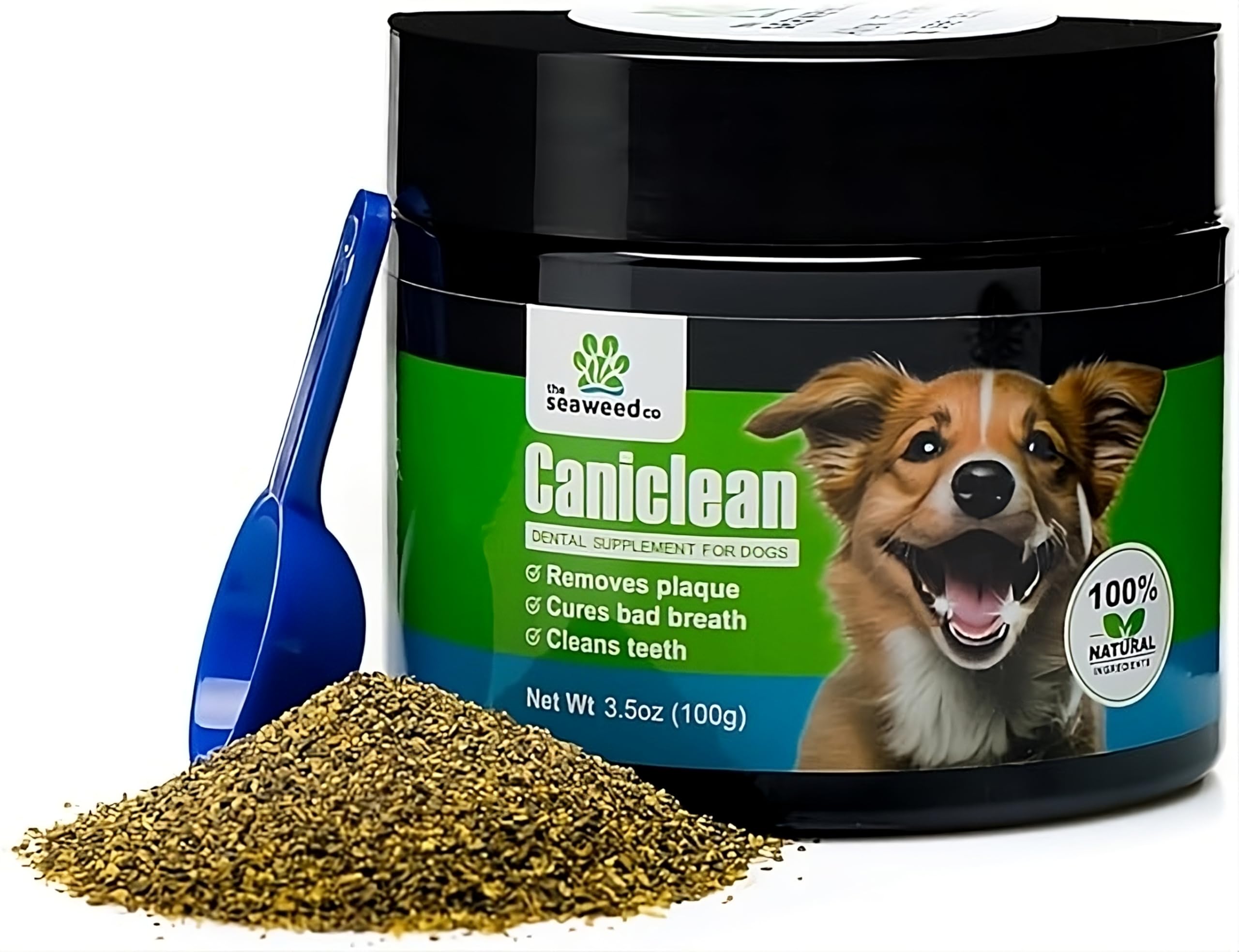 Caniclean poudre-dents-chien: poudre naturelle pour dents et haleine plus fraîche.
