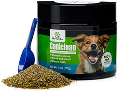 Caniclean poudre-dents-chien: poudre naturelle pour dents et haleine plus fraîche.