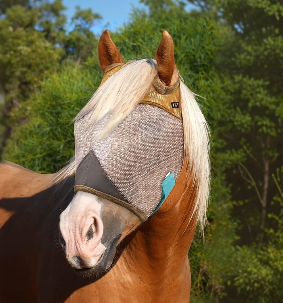 The Sunny Zebra masque anti-mouches pour chevaux, UV 70%, protection et confort.