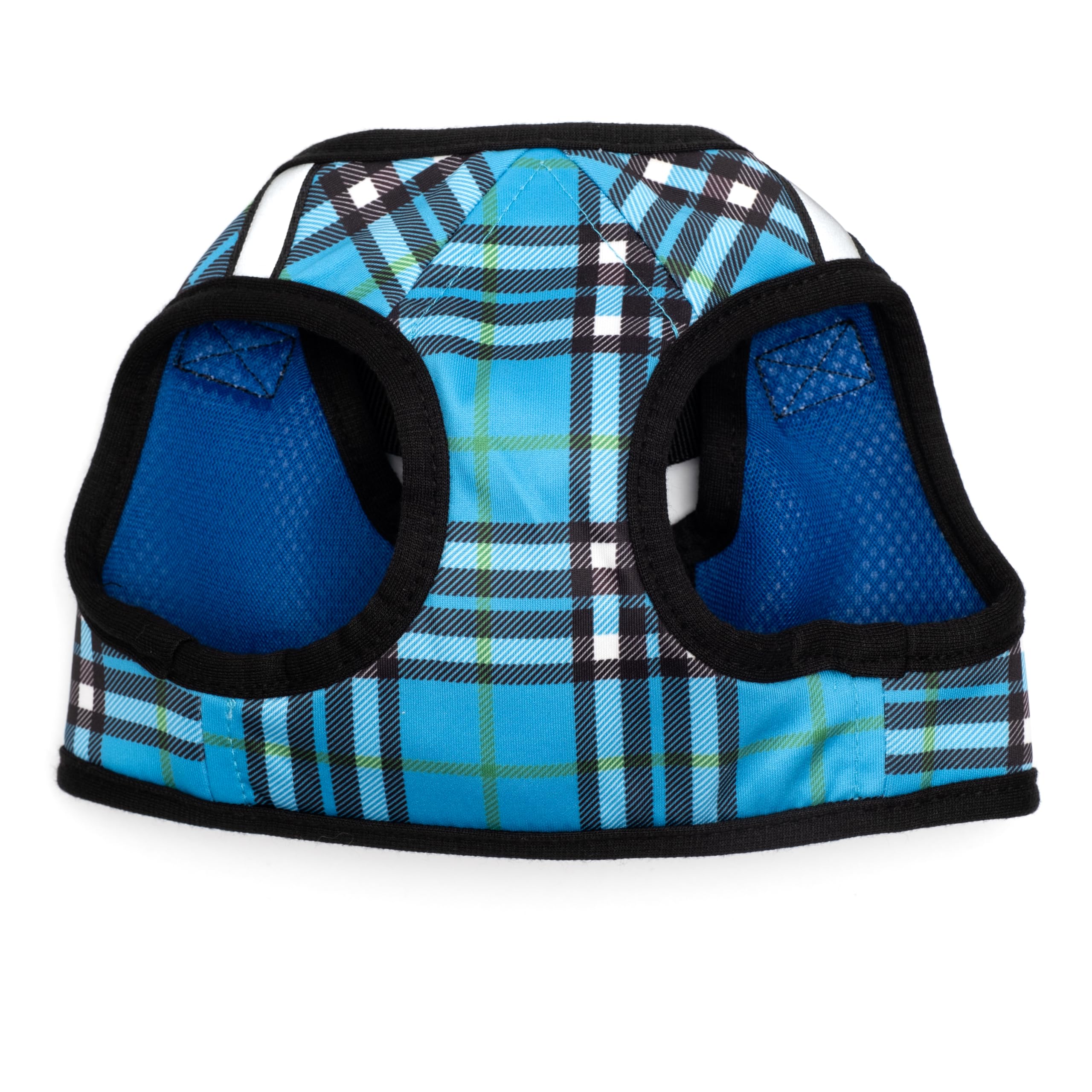 The Worthy Dog fermeture velcro bleu plaid, ajustement rapide et sûr.