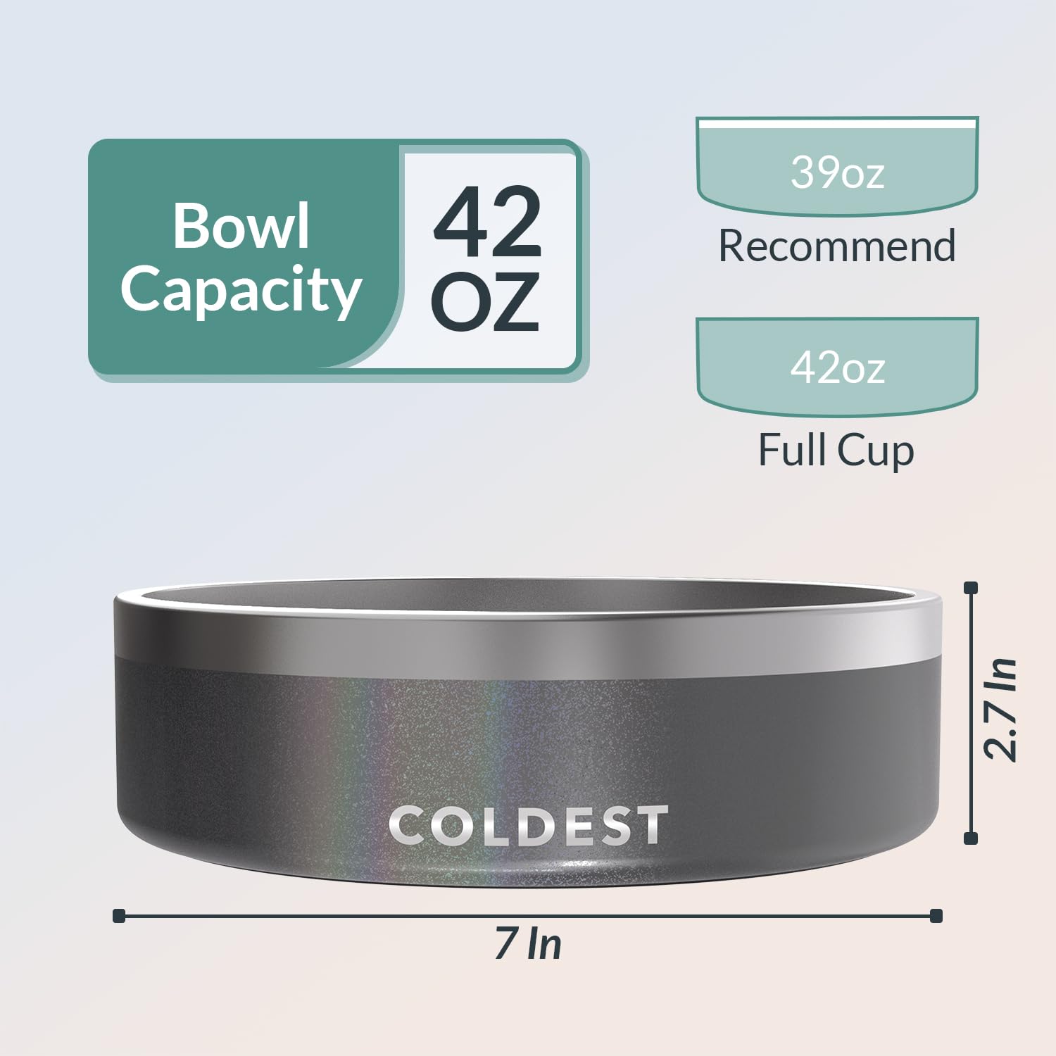 Bol Coldest Water en inox durable résiste à la rouille et aux morsures.