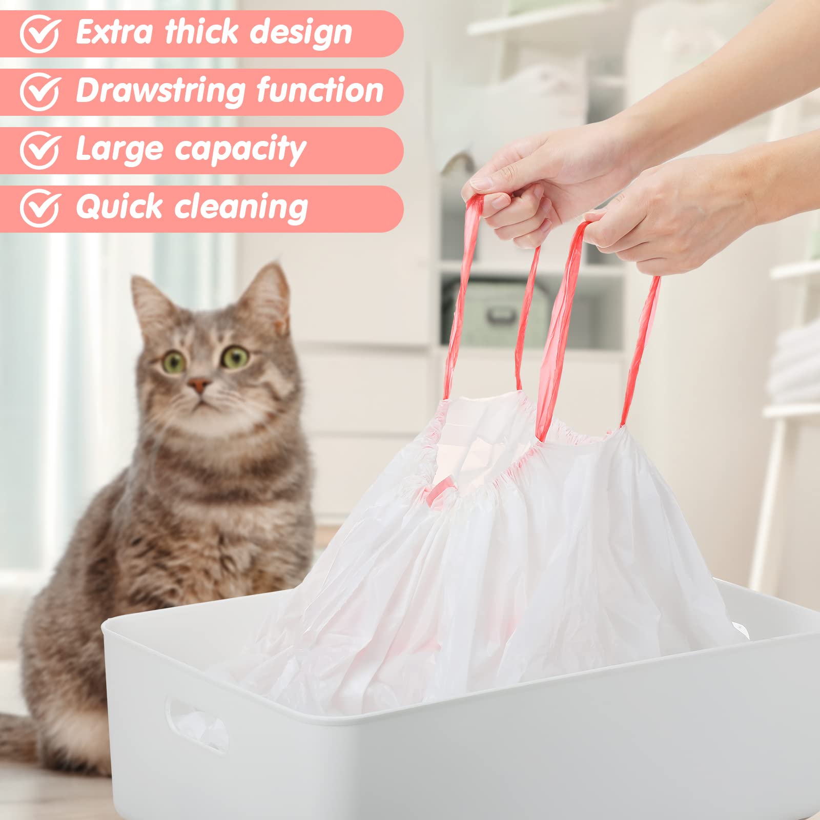 Thenshop sacs litiere 60 pièces rose: emballage généreux pour usage quotidien
