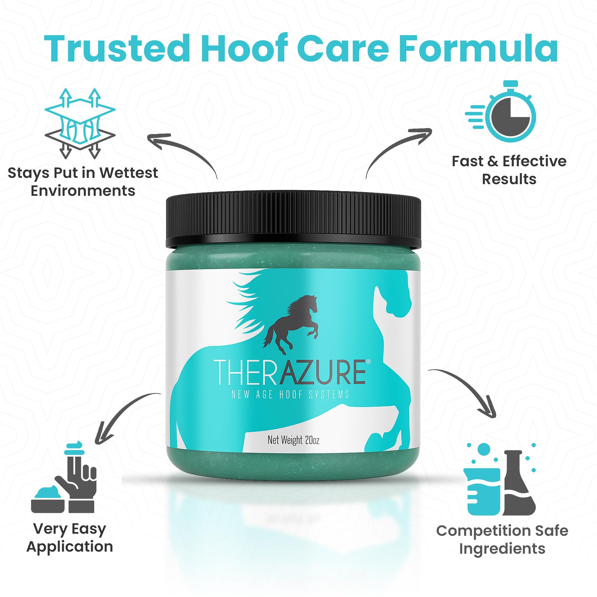 Therazure Argile: application sur le sabot du cheval pour une action durable.