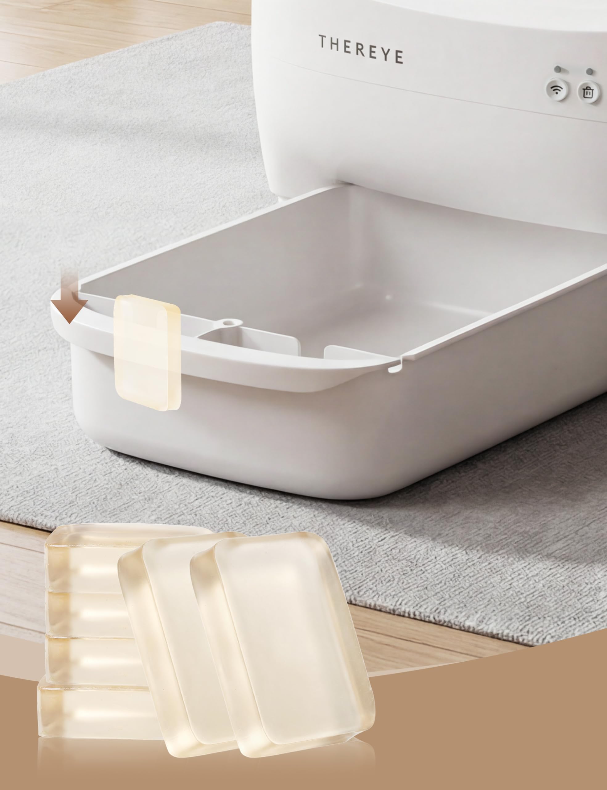 Thereye bloc-odorant longue durée, jusqu'à un mois, pour une litière plus agréable.
