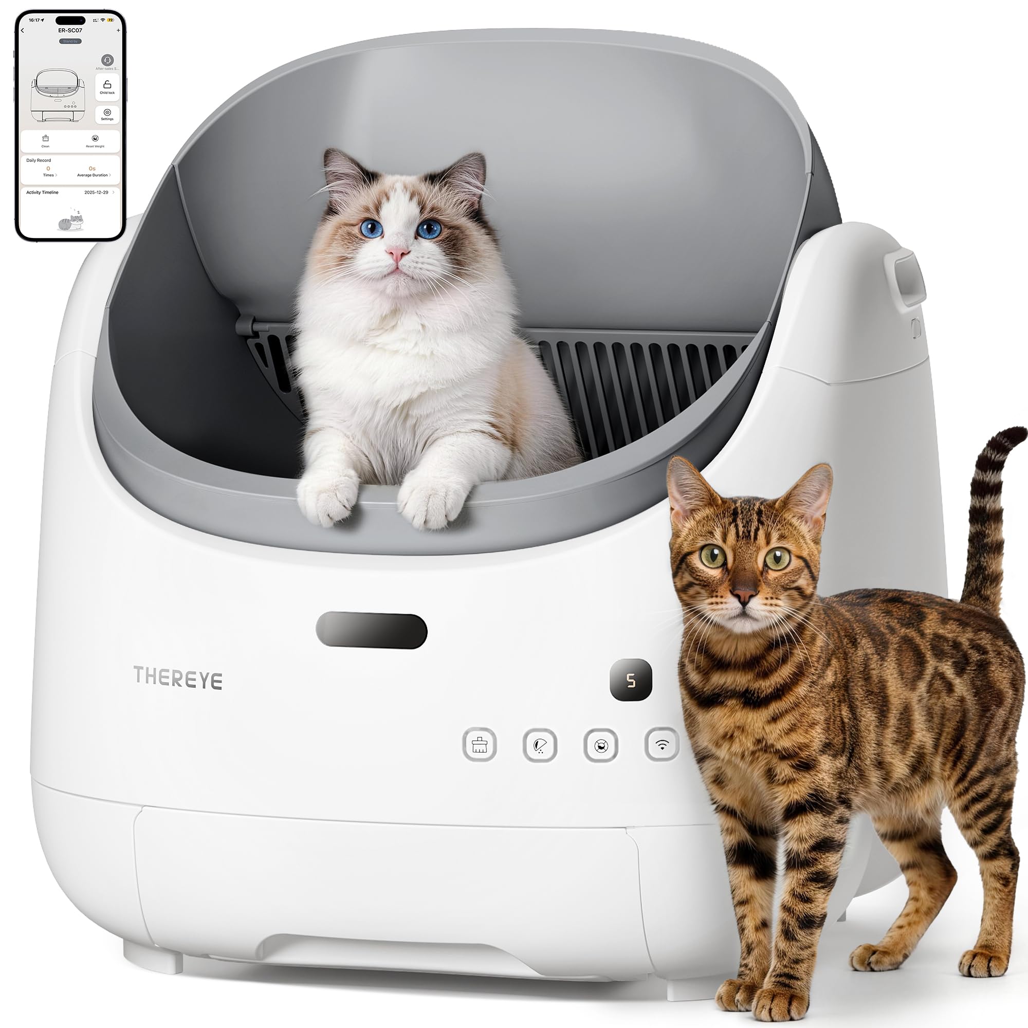 Thereye Litière Automatique ouverte augmente le confort du chat et l accès facile
