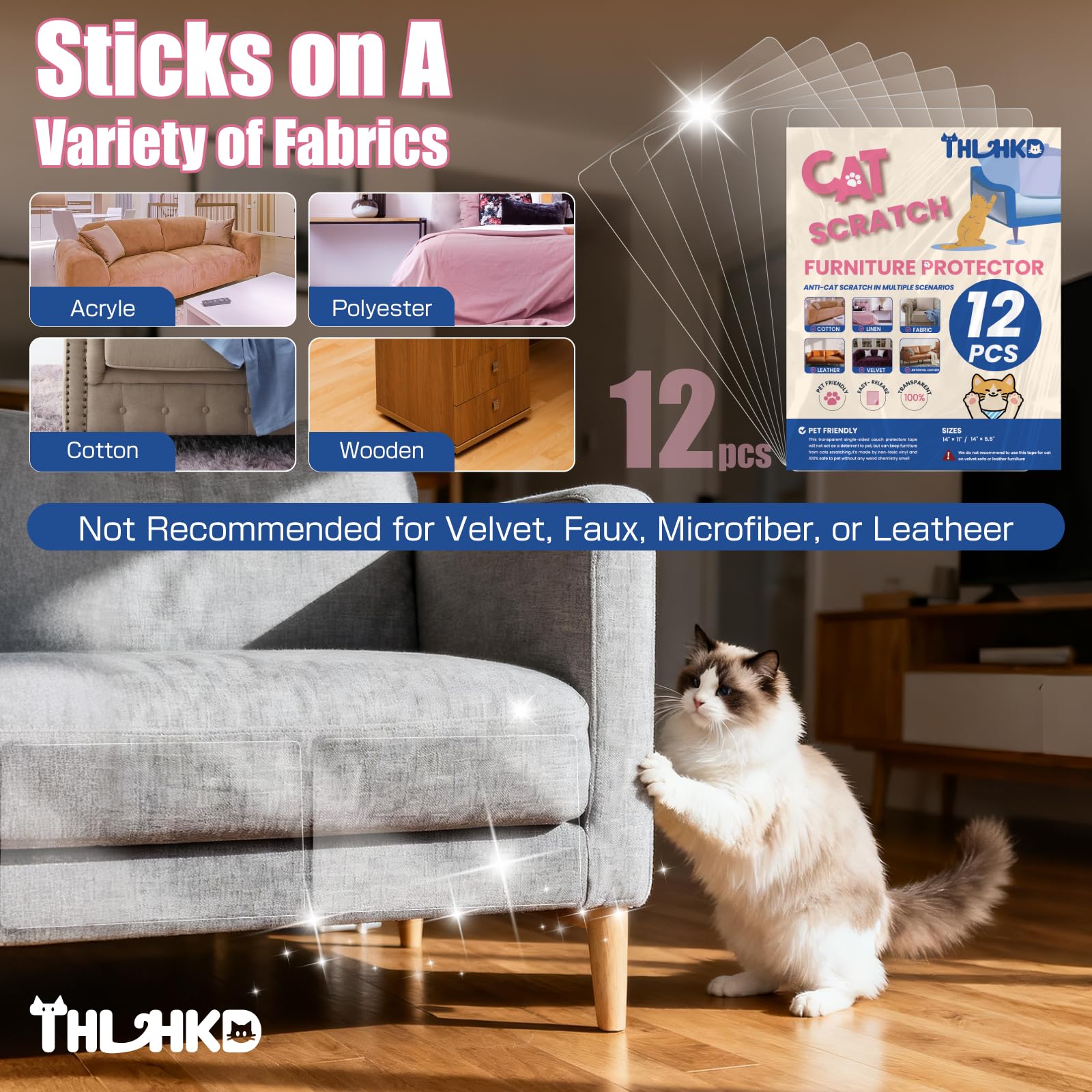 Feuilles adhesives transparentes THLHKD, installation facile et sans trace