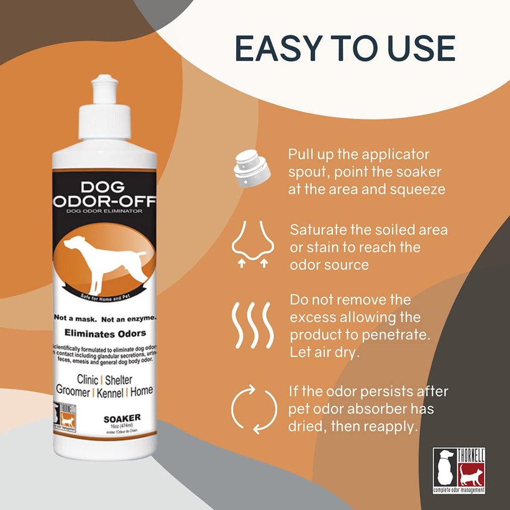 Utilisation sur tapis et cages avec Thornell Odor-Off pour neutraliser les odeurs.