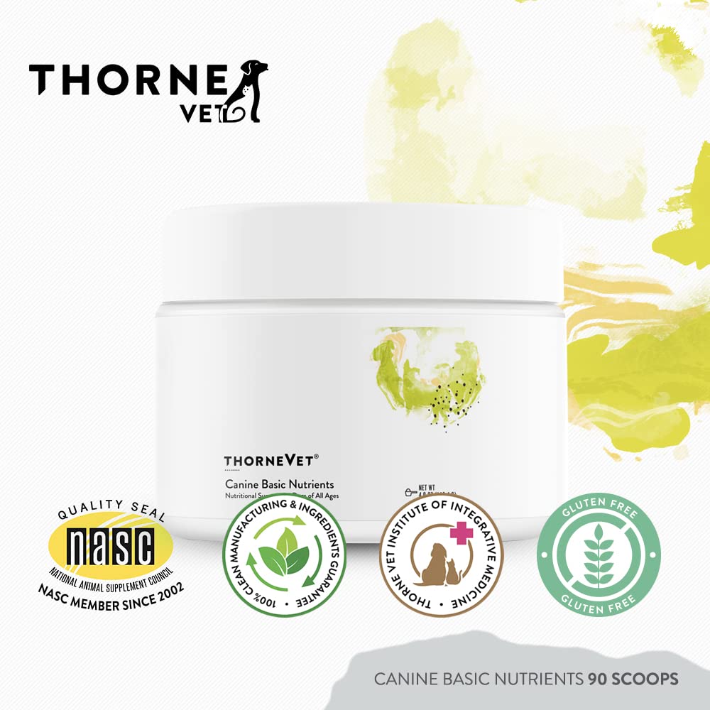 ThorneVet Canine Basic Nutrients – format 90 mesures, pratique au quotidien.