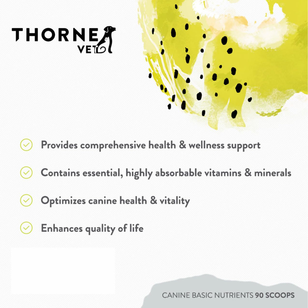 ThorneVet Canine Basic Nutrients – soutient la santé des chiens de tous âges.