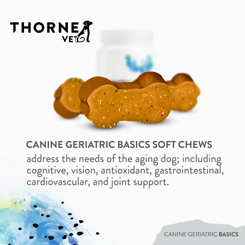 Étiquette ThorneVET Canine Geriatric Basics détail des 22 vitamines et nutriments.