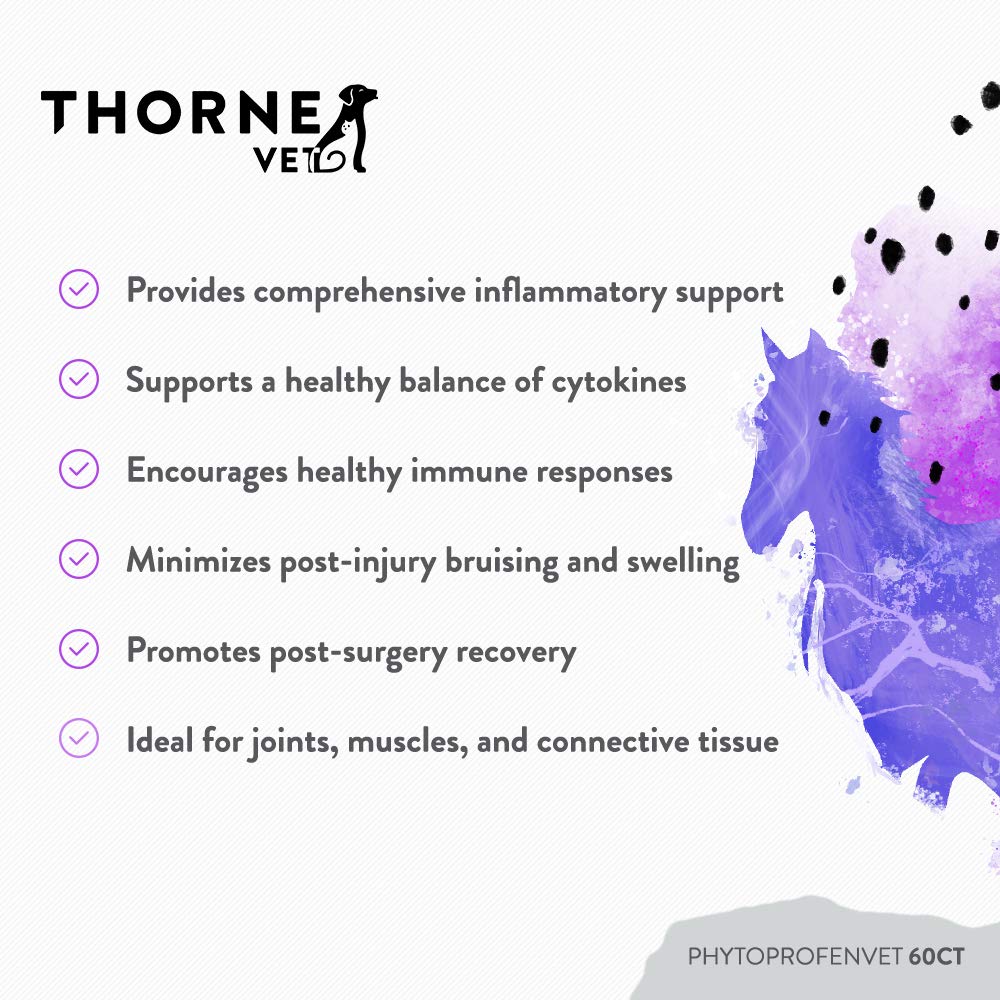 ThorneVET PhytoprofenVET avec étiquette sans gluten, adapté pour chiens et chats.