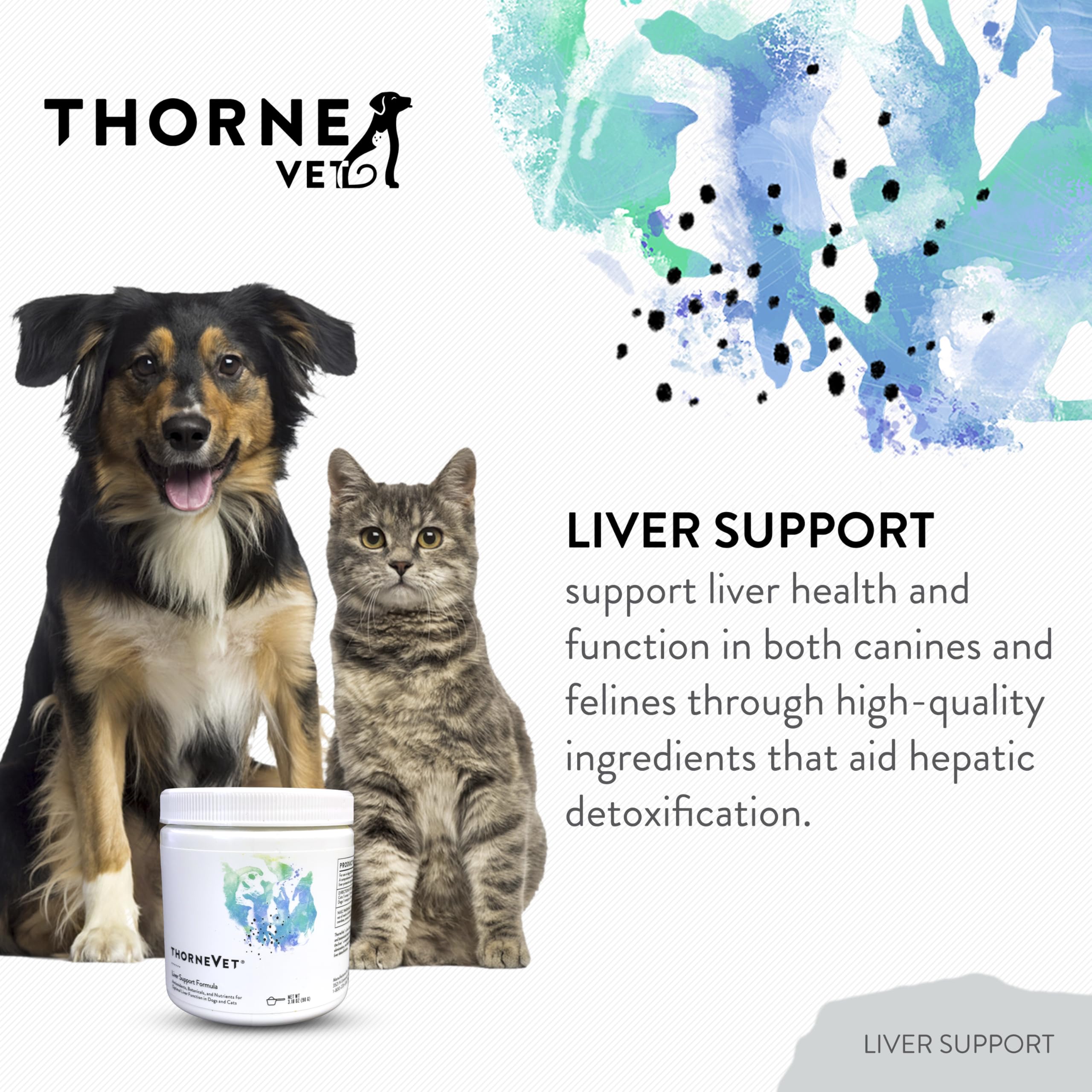 ThorneVET doseur en poudre pour foie — dosage facilité dans l'alimentation