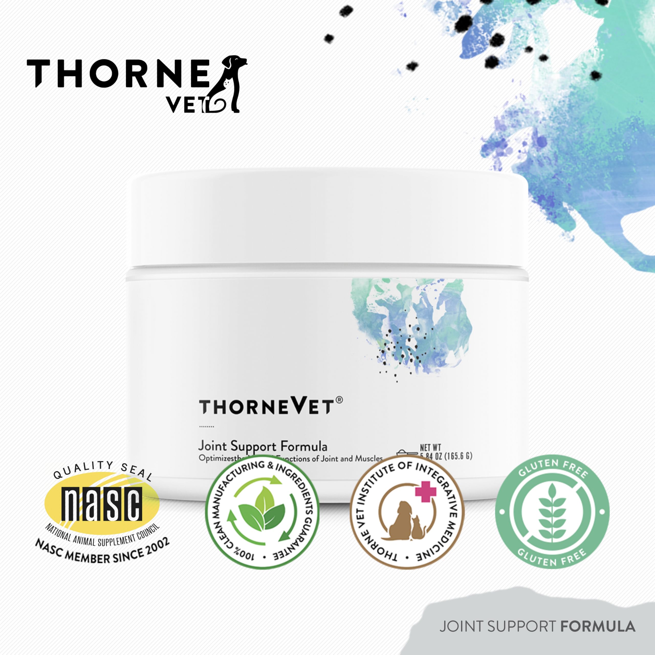 ThorneVet Joint Support Poudre – usage quotidien sûr et sans gluten pour vos animaux.