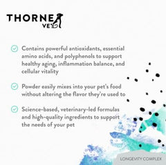 ThorneVet Longevity ingredients-resveratrol-quercetin-curcumin: mélange synergique pour soutenir le bien-être