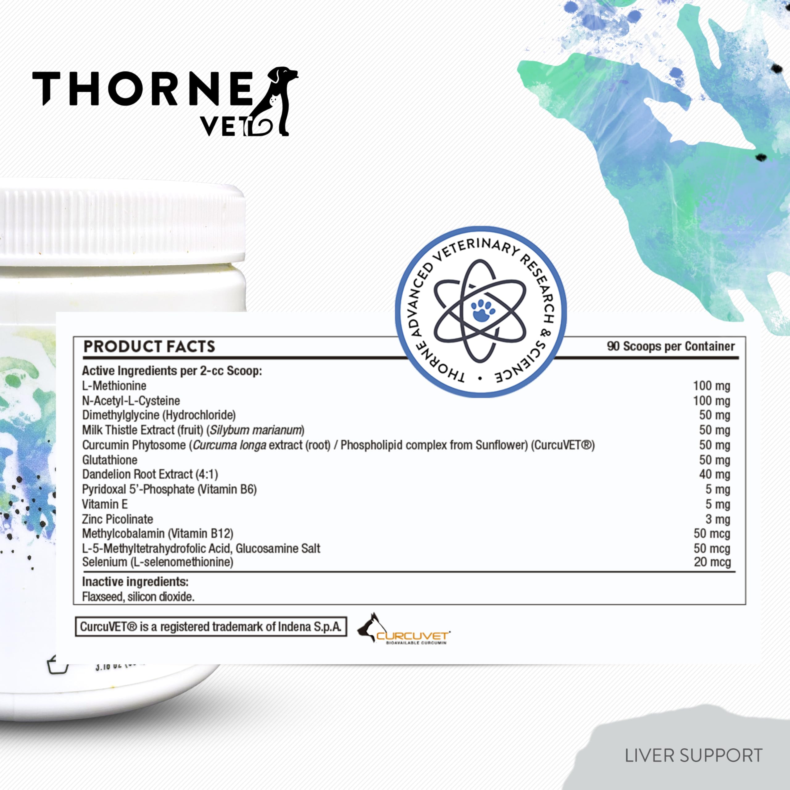 ThorneVET Vitamines B et E en poudre — apport nutritionnel pour le foie