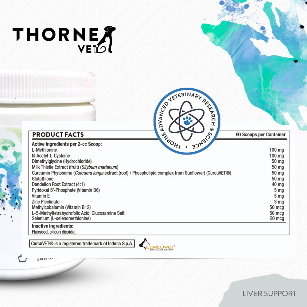 ThorneVET Vitamines B et E en poudre — apport nutritionnel pour le foie