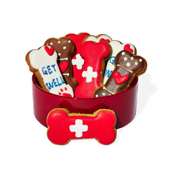 Thoughtfully Pets Get Well – biscuits croquants couleur vive, gros plan sur la décoration.