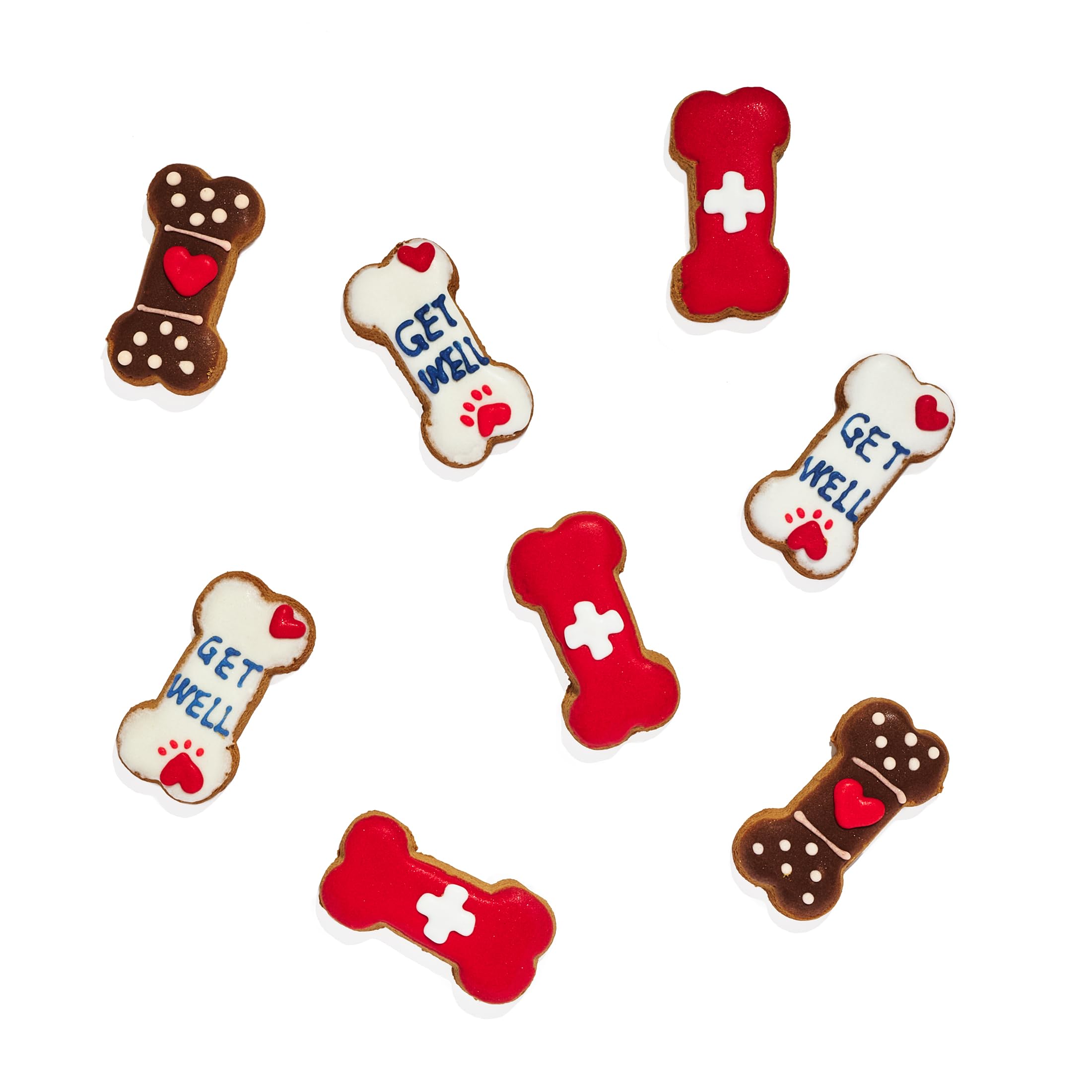 Thoughtfully Pets Get Well – biscuits canins décorés à la main avec décorations colorées.