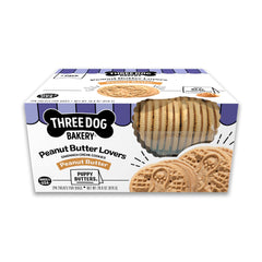 Three Dog Bakery biscuits sandwich au beurre de cacahuète, friandise croustillante pour chien