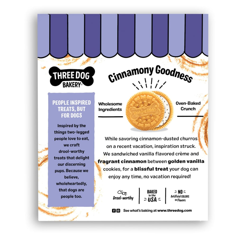 Three Dog Bakery emballage clair montrant la boîte de 13 oz.