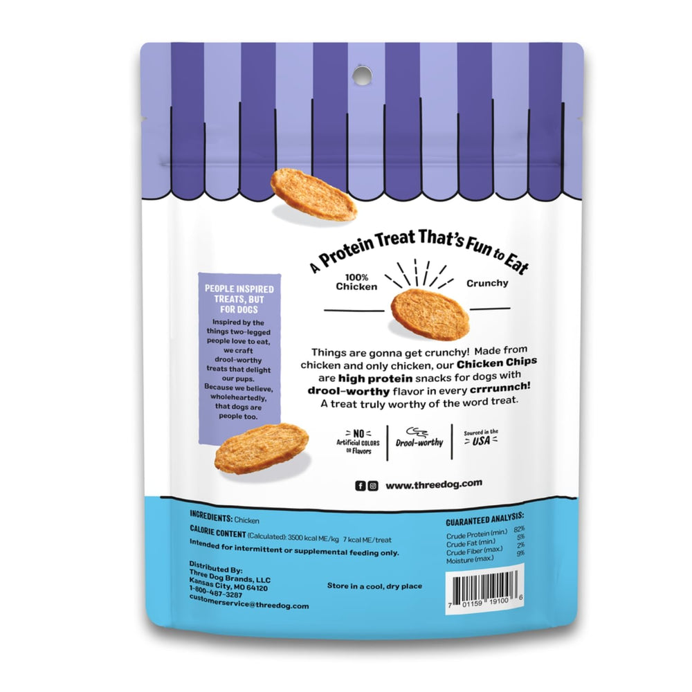 Three Dog Bakery Bark'n Crunch! haute protéine au poulet, 82% protéines.