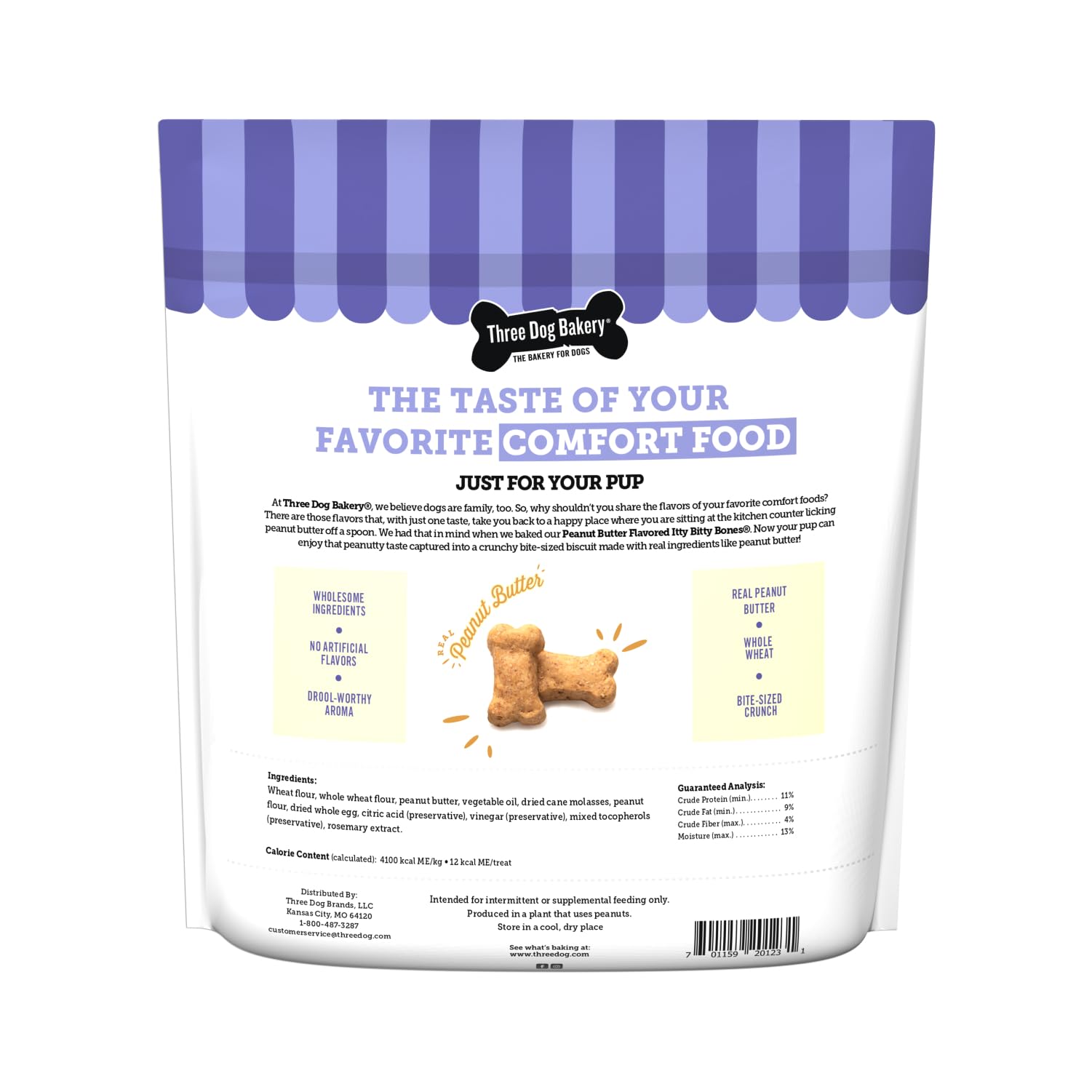 Friandises Itty Bitty Bones Three Dog Bakery pour l'entraînement, goût beurre d'arachide apprécié.