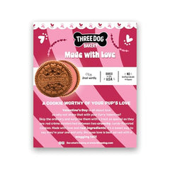 Three Dog Bakery Velours Rouge Lick’n Crunch – biscuits carob croquants, snack Saint-Valentin pour chien