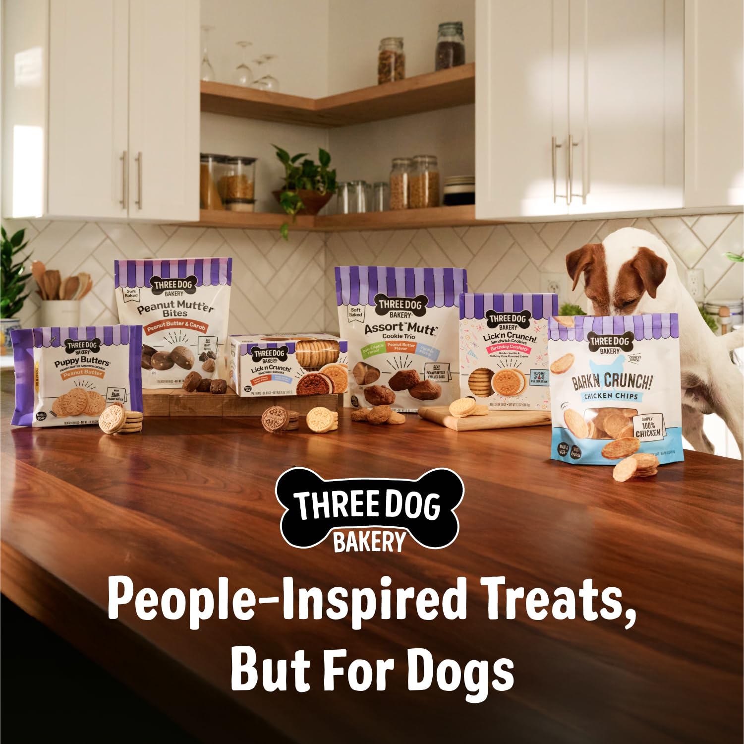 Three Dog Bakery Velours Rouge Lick’n Crunch – biscuit double couche, crème rouge appétissante