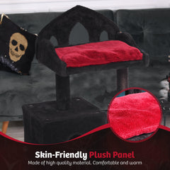 THROONI Arbre-chat gothique-trone noir, lit confortable pour repos royal.