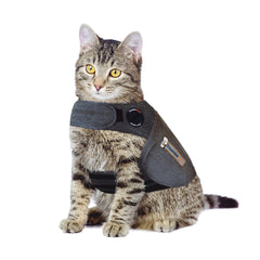 Veste Thundershirt Classic Chat gris clair apaise l’anxiété lors des visites vétérinaires.