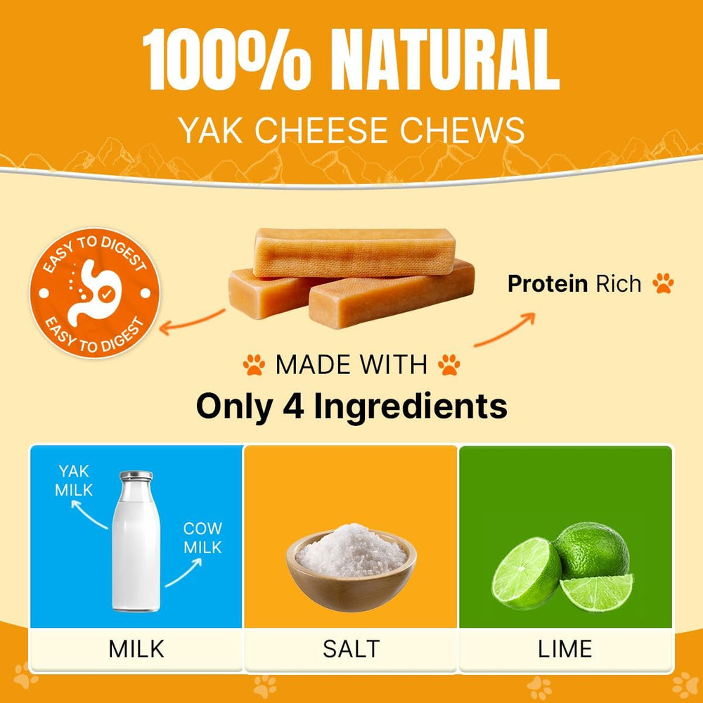 Tibetan Dog Chew Yak Cheese Sticks – morceaux moyens pour mastication longue et satisfaisante.