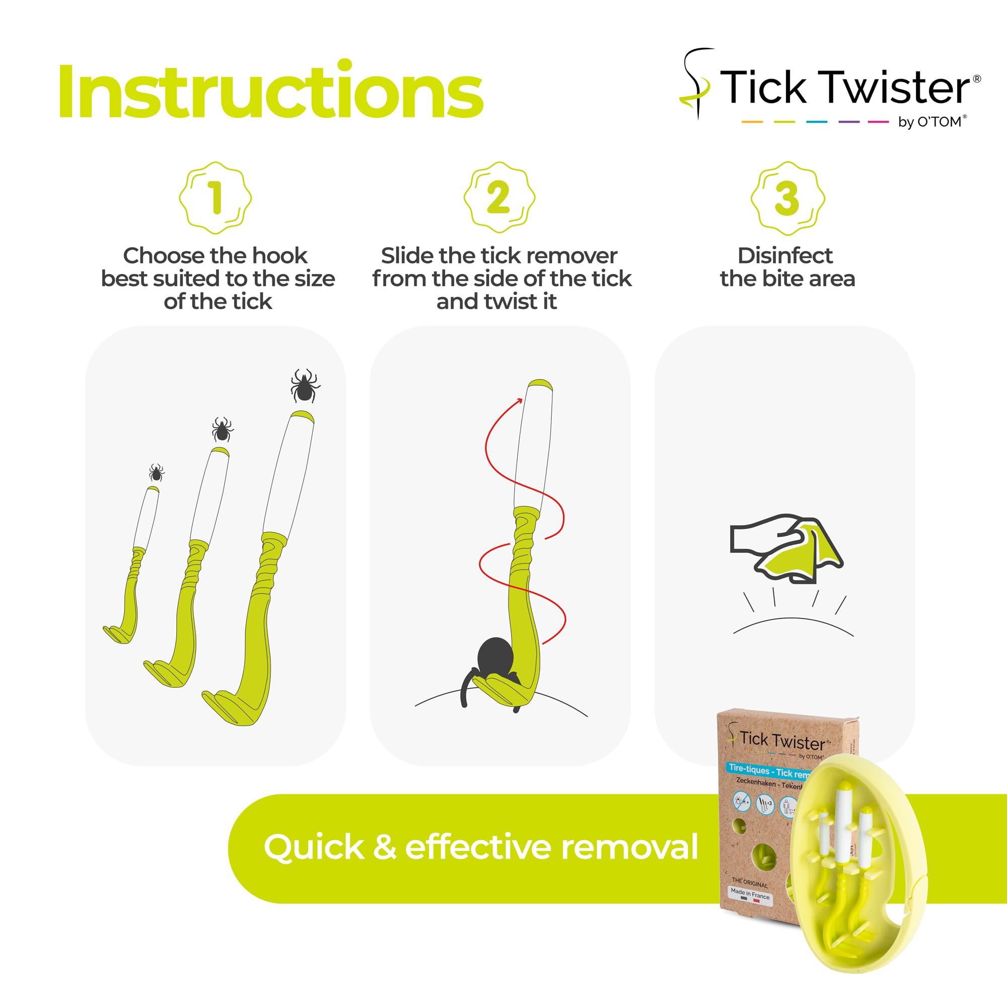 Tick Twister: ensemble trois tailles pour différents types de tiques.