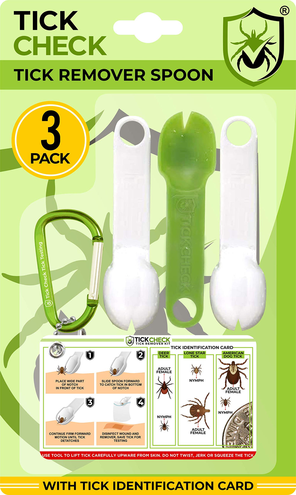 TickCheck cuillère extractrice tiques, lot de 3, utile pour humains et animaux.