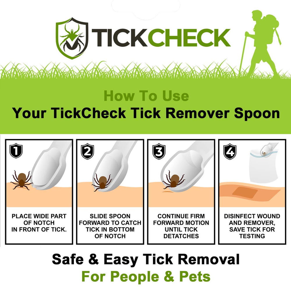 TickCheck cuillère légère pour retirer les tiques de toutes tailles.