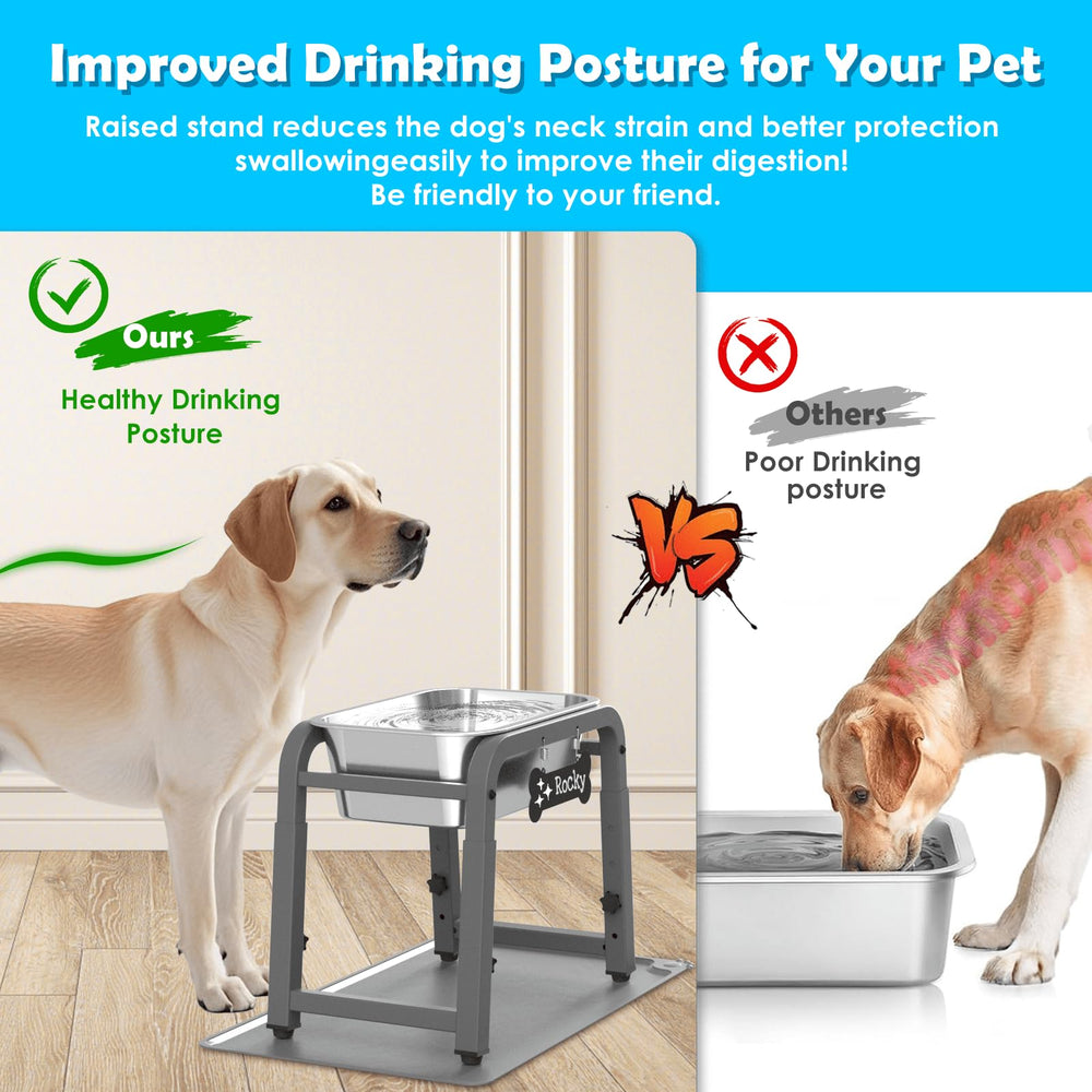 TIDANT support-elevé-bol-eau-hauteur-reglable : posture naturelle lors de l'hydratation.