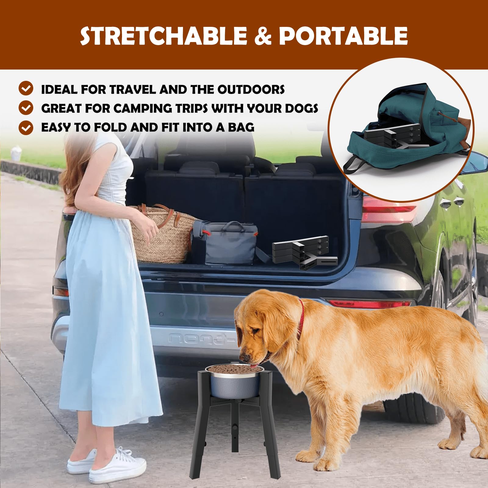 Options de transport et voyage avec le support bol TIDANT pour grand chien