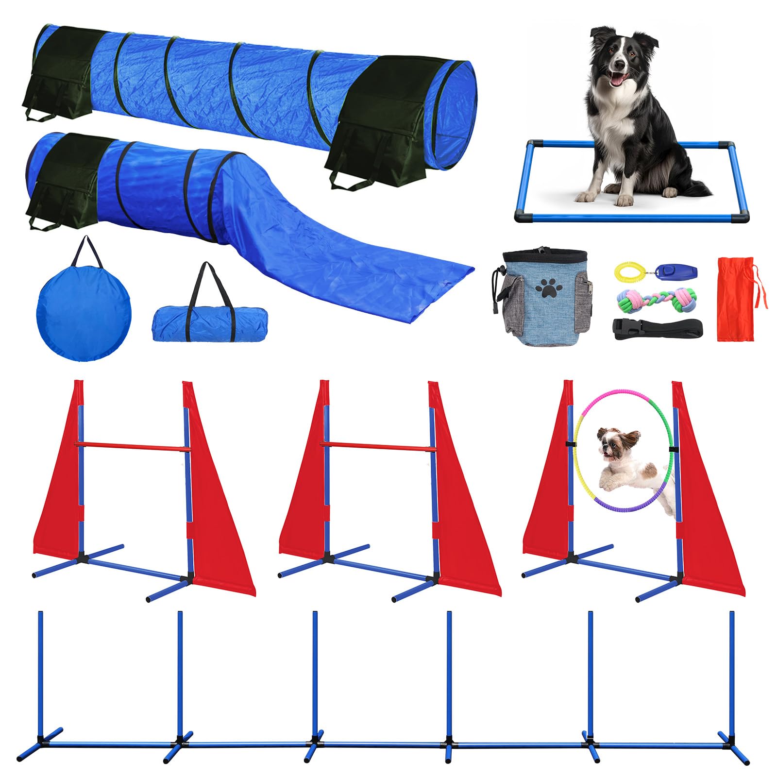 Tidjani Parcours Agilité Chien: tunnel pliable pour entraînement intérieur pratique