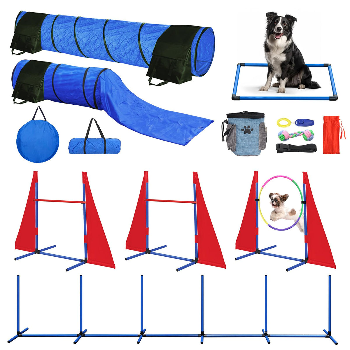 Tidjani Parcours Agilité Chien: tunnel pliable pour entraînement intérieur pratique